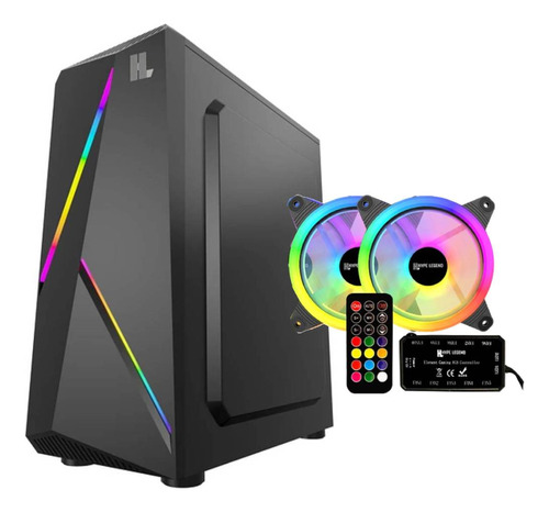 Gabinete Hype Legend Revolution Negro + Pack Fan Rgb