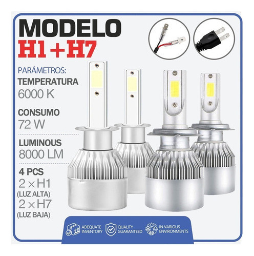 Kit Faros Focos Led Luz Alta Y Luz Baja Para Todos