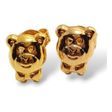 Aros Aritos De Oro 18k Laminado Oso Nena Infantil Rommanel