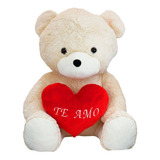 Urso Branco Coração Te Amo 90cm - Pelúcia