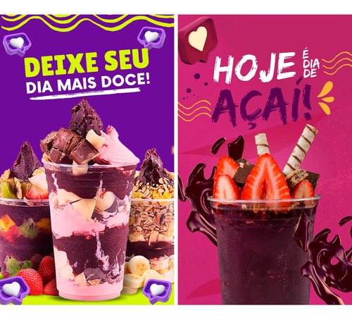 2 Adesivos Decorativos Açaí Copo Sorvete Sobremesa Fruta