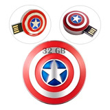 Memoria Usb 32gb Escudo Del Capitán América Avengers