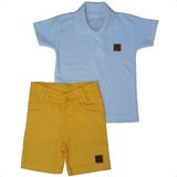 Roupa Bebê Menino Reveilon Ano Novo Gola Polo +short Amarelo