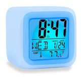 Reloj Despertador Alarma Cubo Luminoso Digital 8 Colores Led