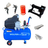 Compresor De Aire 50l 2,5 Hp + Engrampadora Tapicera Wolfer