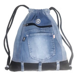 Mochilas Cordão Saco Jeans Trabalho Passeio Esporte