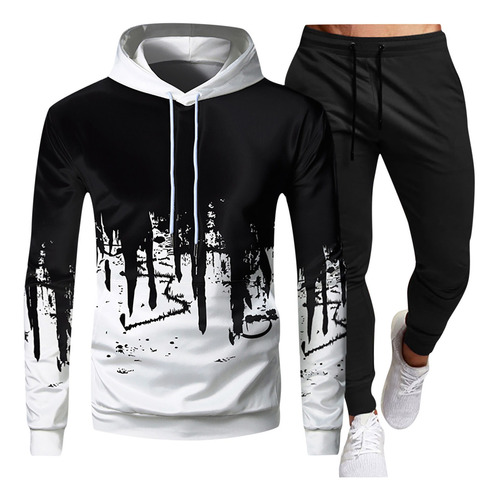 X Hombre Sudadera Bolsillo Pantalones Ab48 Traje Deportivo C