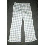 Pantalon Ancho Cuadrille Azul Gris Retro Vintage Mujer Y2k