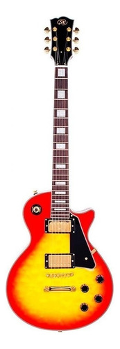 Guitarra Elétrica Sx Eh Series Eh3d Les Paul De  Bordo/mogno 2000 Cherry Sunburst Brilhante Com Diapasão De Pau-rosa