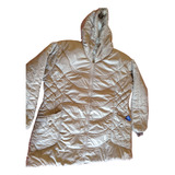 Campera Inflable Impermeable Larga Con Piel Y Capucha 