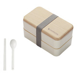 Caja Japonesa De Madera O Microondas Bento Box De 2 Capas