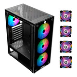 Gabinete Gamer 4 Fan Rgb Led Vidro Temp Front & Lat + Brinde