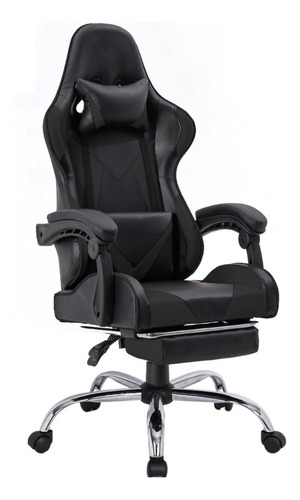 Silla De Escritorio Ph Import Premium1 24587-pre Gamer Ergonómica  Negra Con Tapizado De Cuero Sintético