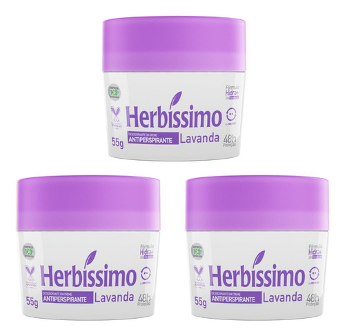 Kit 12 Antitranspirante Em Creme Herbíssimo  55 G 