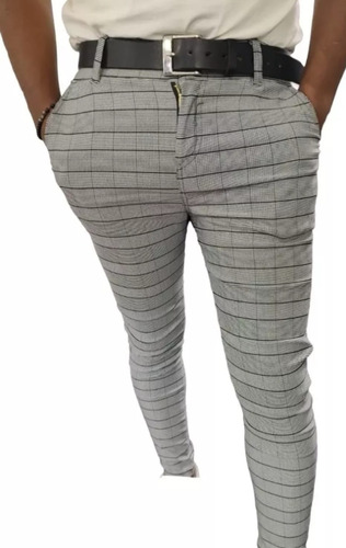 Pantalon Jogger De Hombre Cuadros Blancos