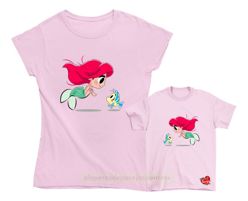 Playeras Para Mamá E Hija Dúo Princesas La Sirenita Ariel