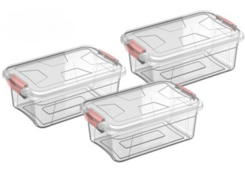 Kit 3 Caixa Box Cesto Organizador Transparente 3 Litros