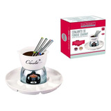 Conjunto Panela Fondue Branco Porcelana Charmy 8 Peças Promo