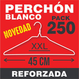 Perchas De Alambre X250 - Perchón Reforzado 45cm - Blanco