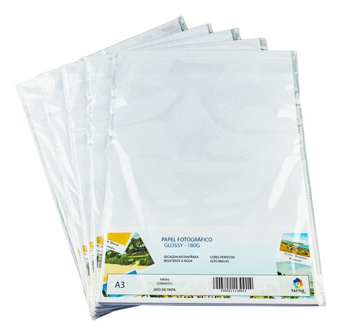 Papel Fotográfico 180g Brilhante Prova Dágua - 500 Folhas A3