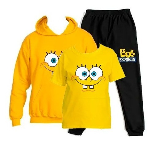 Buzo Estampado Bob Esponja Poleron + Polera + Pantalon