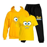 Buzo Estampado Bob Esponja Poleron + Polera + Pantalon