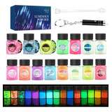 Pigmento Polvo Resina Uv 12+3 Glitter Fluorescente 20g C/u