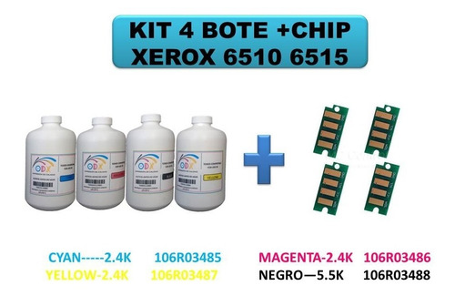 Kit 4 Botes C/chip X- 6510 6515 !excelente Calidad¡