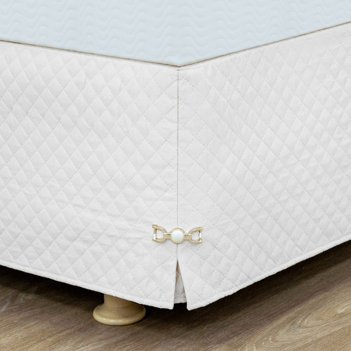 Saia Cama Box Baú Queen Matelassê C/elástico E Pingente 40cm Cor Branco