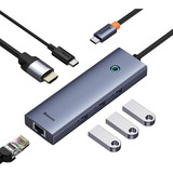 Hub Adaptador Baseus 6-en-1 Tipo C A Hdmi+ 3 Usb+ Pd+ Rj45