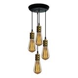 Portalamparas Vintage E27 Colgante Nashville 4 Luces Redondo