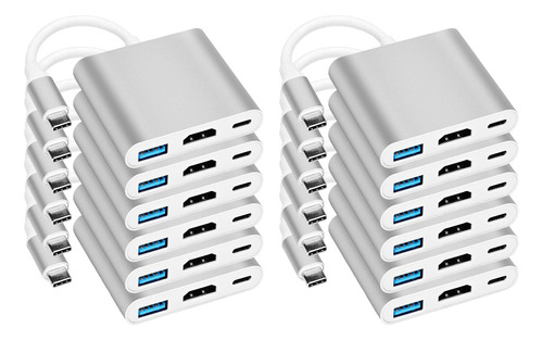 Pack 12 Adaptador Hub Tipo C Usb C A Hdmi 4k Usb 3.0 Macbook