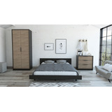 Cama 2 Plazas + Closet 2p + Comoda 3c - Wengue / Miel