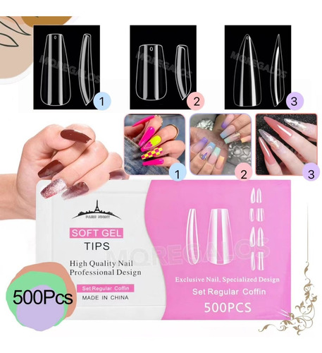 Tips Para Soft Gel Press On Paris Night X500 Nueva Caja Nail