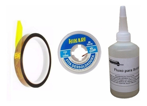 Kit Reballing Bga Fluxo Solda No Clean Malha Dessolda Kapton