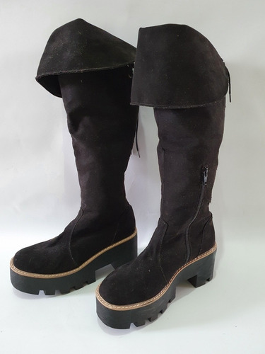 Botas Bucaneras Negras Gamuza Talle 38