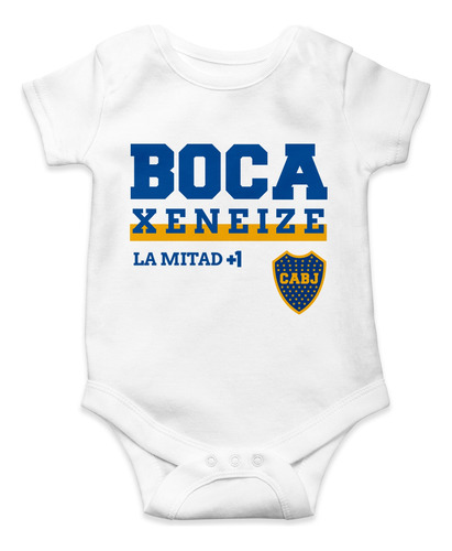 Body Para Bebé Boca Juniors La Mitad Mas Uno Manga Corta