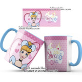 Mug  Taza Oreja E Interior Azul Princesas Disney Regalo 007