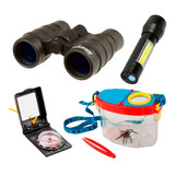 Kit Explorador Binocular Lupa Insectos Brujula Linterna Led