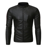 Chamarra Rockera De Piel Hombre Estilo Motociclista Slim B4