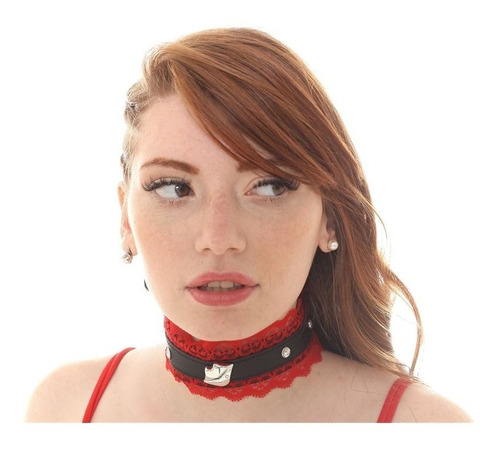 Collar Choker Urbano - Gargantilla Cuero Eco Boquita - Fun*