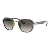 Anteojos De Sol Ray-ban Scuderia Ferrari Collection Standard Con Marco De Metal Color Polished Shiny Gunmetal, Lente Grey Degradada, Varilla Shiny Grey - Rb3674m