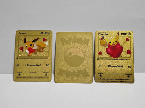 Cartas Pokemon Eevee Y Pikachu Yo Te Elijo Corazón Amor