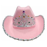 Sombrero Cowboy Premium Con Corona Lentejuelas Rosa