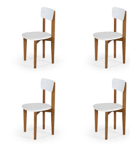Conjunto Elisa Jogo De 4 Cadeiras Cozinha/sala Jantar Branco Cor Da Estrutura Da Cadeira Imbuia