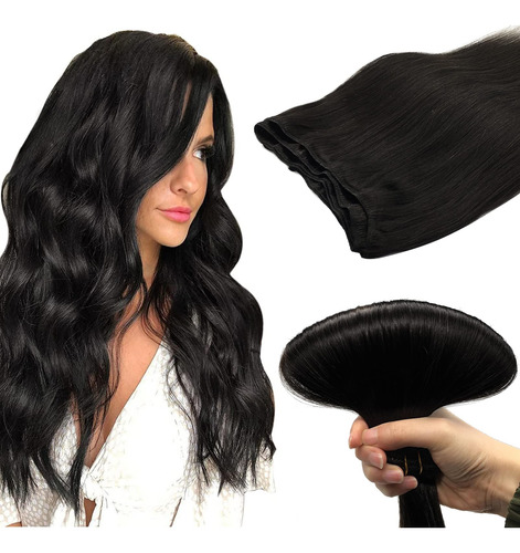 Doores Extensiones De Cabello Humano Real, Color Negro Natur