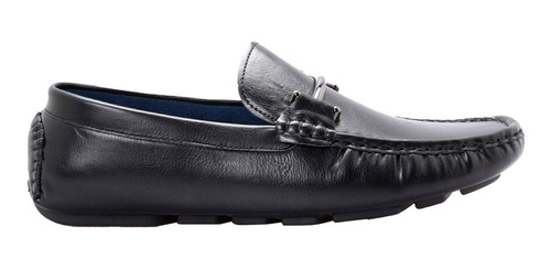 Mocasines Color Negro Liso Para Hombre Con Aplicación Metáli