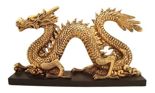 Dragão Chines Com Base Gg Em Resina Decorativo Estatueta