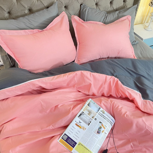 Duvet King Doble Faz Rosa - Gris Karytex