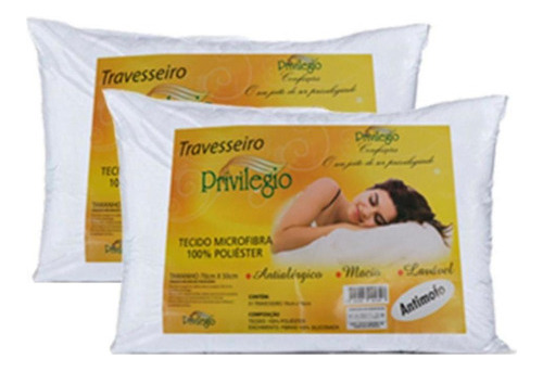 Kit 2 Travesseiros Antialérgico Suporte Macio Importado Luxo